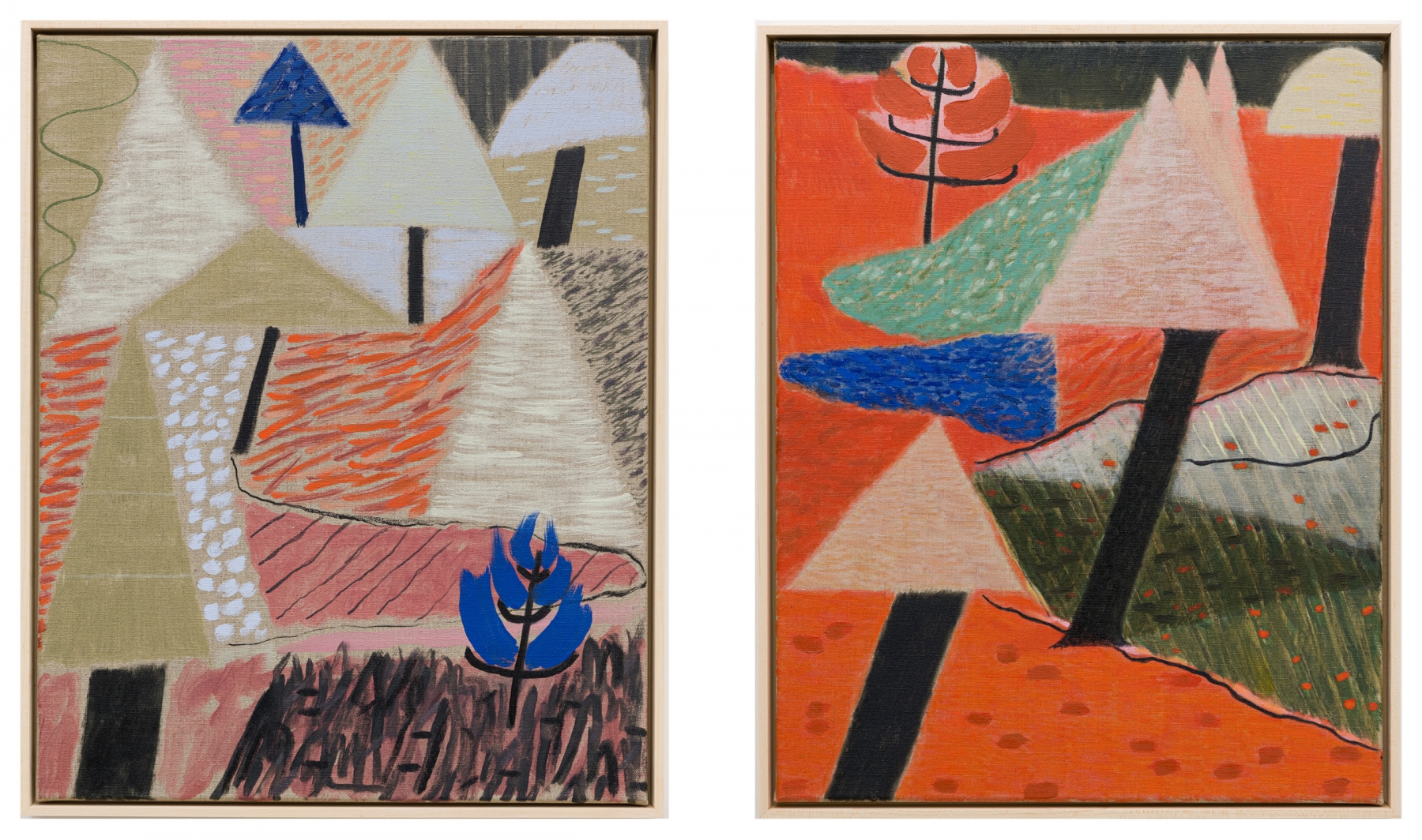 Left:&nbsp;Rob Lyon,&nbsp;Febrile in the valley, 2021,&nbsp;oil on linen,&nbsp;19 11/16h x 15 3/4w in

Right:&nbsp;Rob Lyon,&nbsp;Reds, lineage, a frenzy, 2021,&nbsp;oil on linen,&nbsp;19 11/16h x 15 3/4w in

Inquire