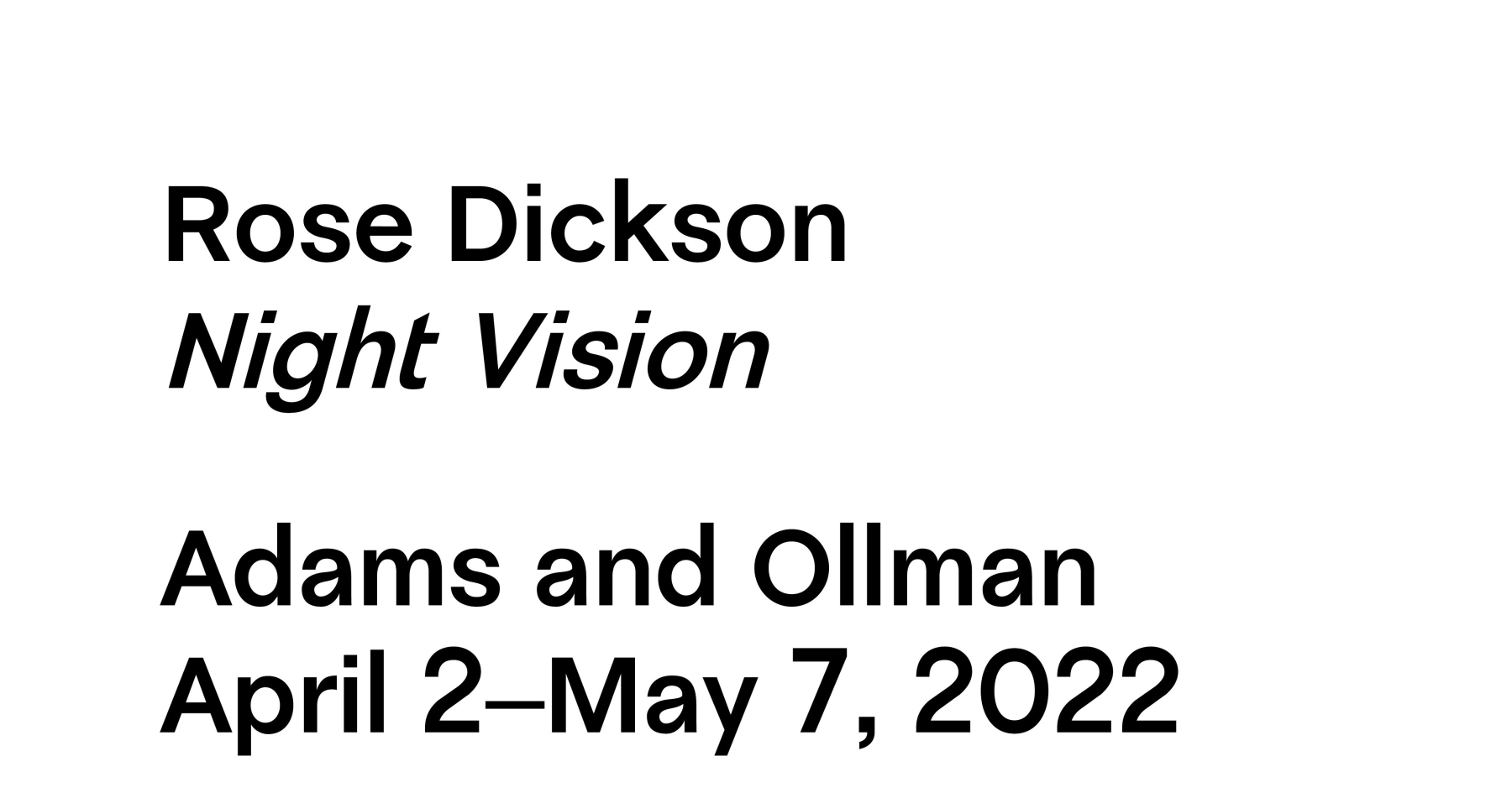 Rose Dickson: Night Vision